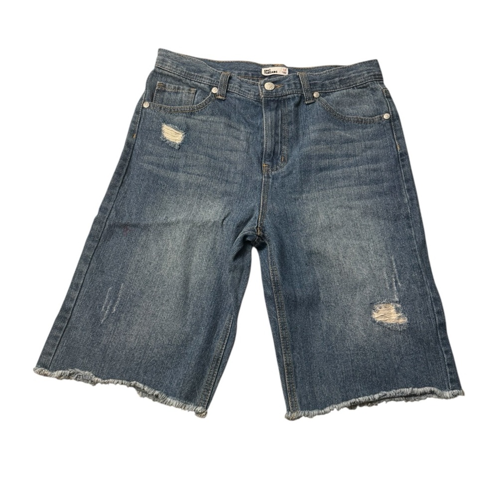 Epic Threads Blue Denim High-Rise Distressed Big Boy Shorts Size 16 XL Like New